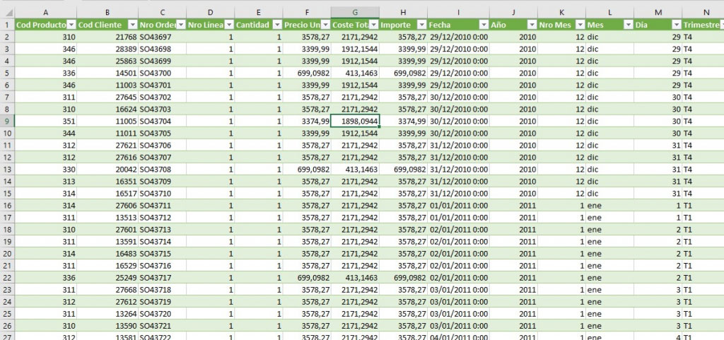ejemplo vistas personalizadas en excel