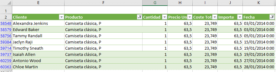 filtros en vistas personalizadas en excel