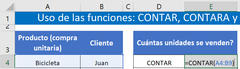 función contar excel sintaxis ejercicio
