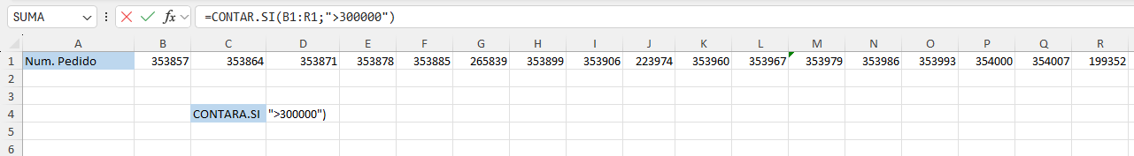 Ejemplo cómo usar la funció CONTAR.SI en Excel