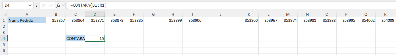 Ejemplo cómo usar la función CONTARA en Excel