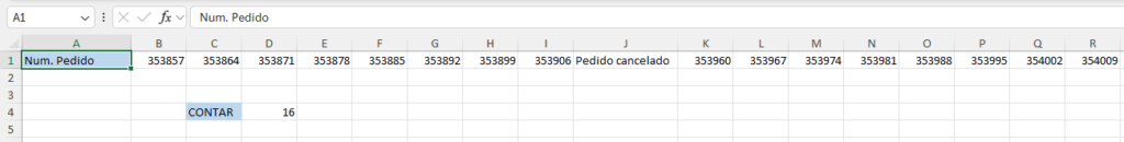 Ejemplo sobre cómo usar la función CONTAR en Excel