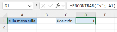 Ejemplo fórmula "ENCONTRAR"