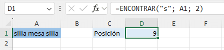Ejemplo fórmula "ENCONTRAR" y "núm_inicial"