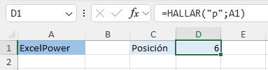 Ejemplo fórmula "HALLAR"