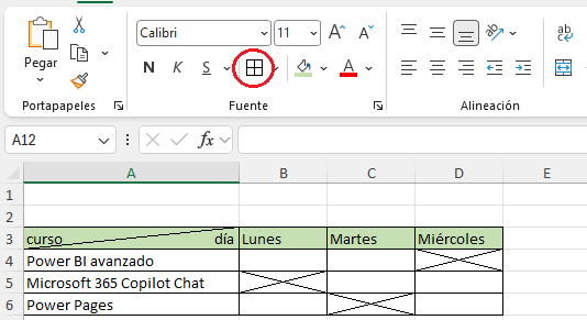 Cómo añadir una línea diagonal en una celda