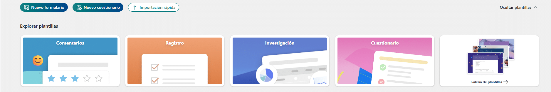 Ejemplo sugerencias automáticas en Microsoft Forms.
