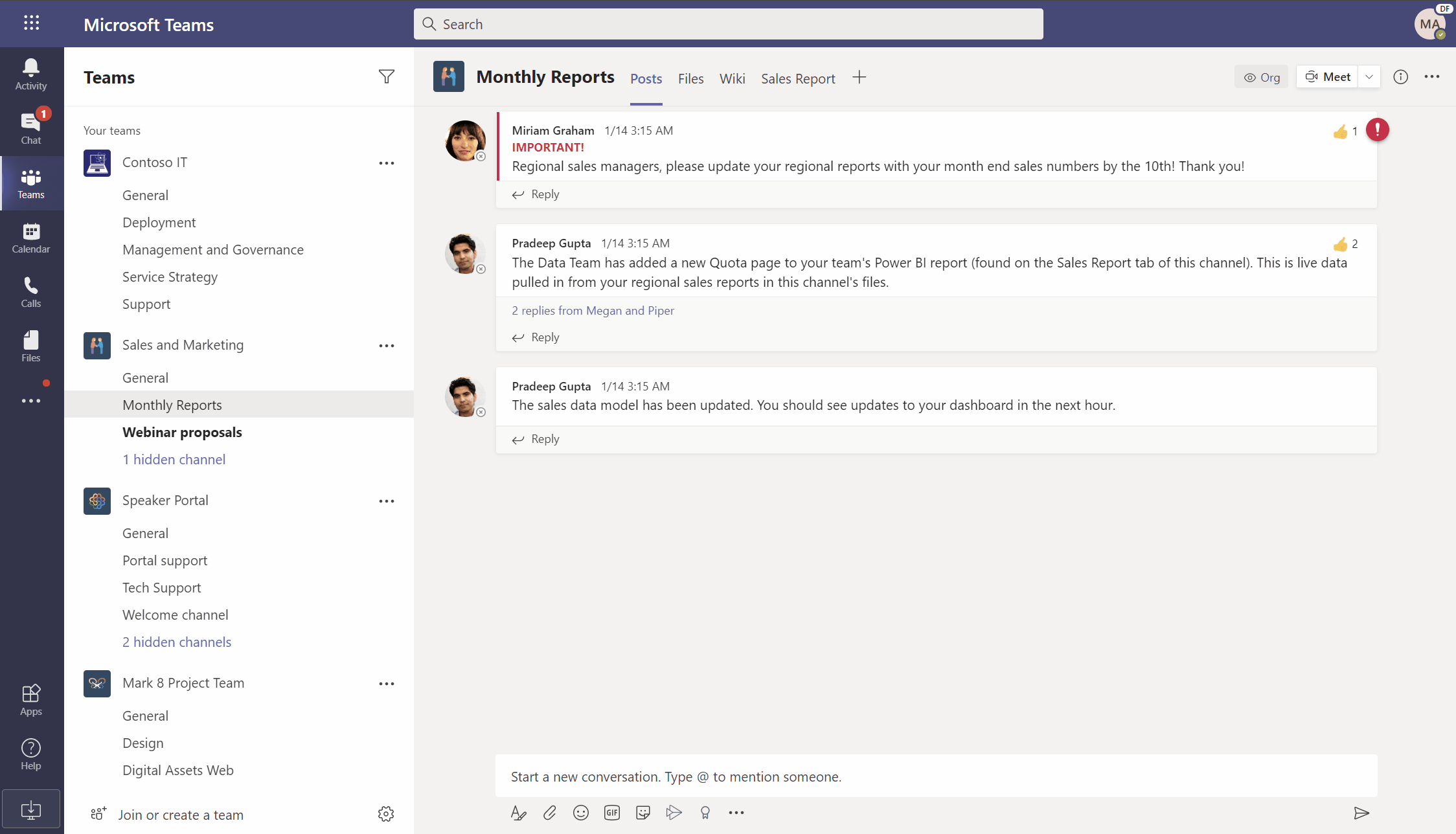 crear una oportunidad de ventas desde un mensaje en teams