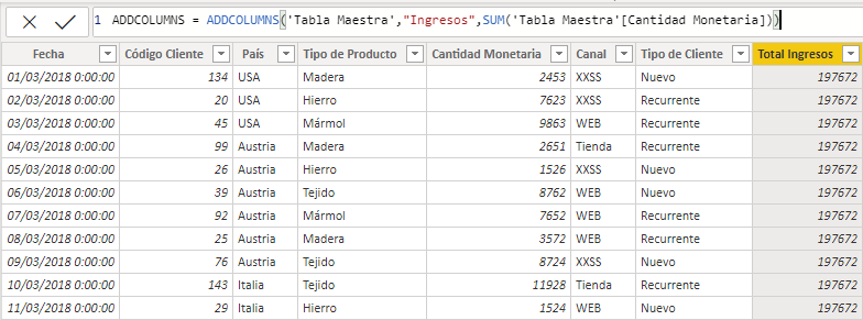 TABLA ADDCOLUMNS