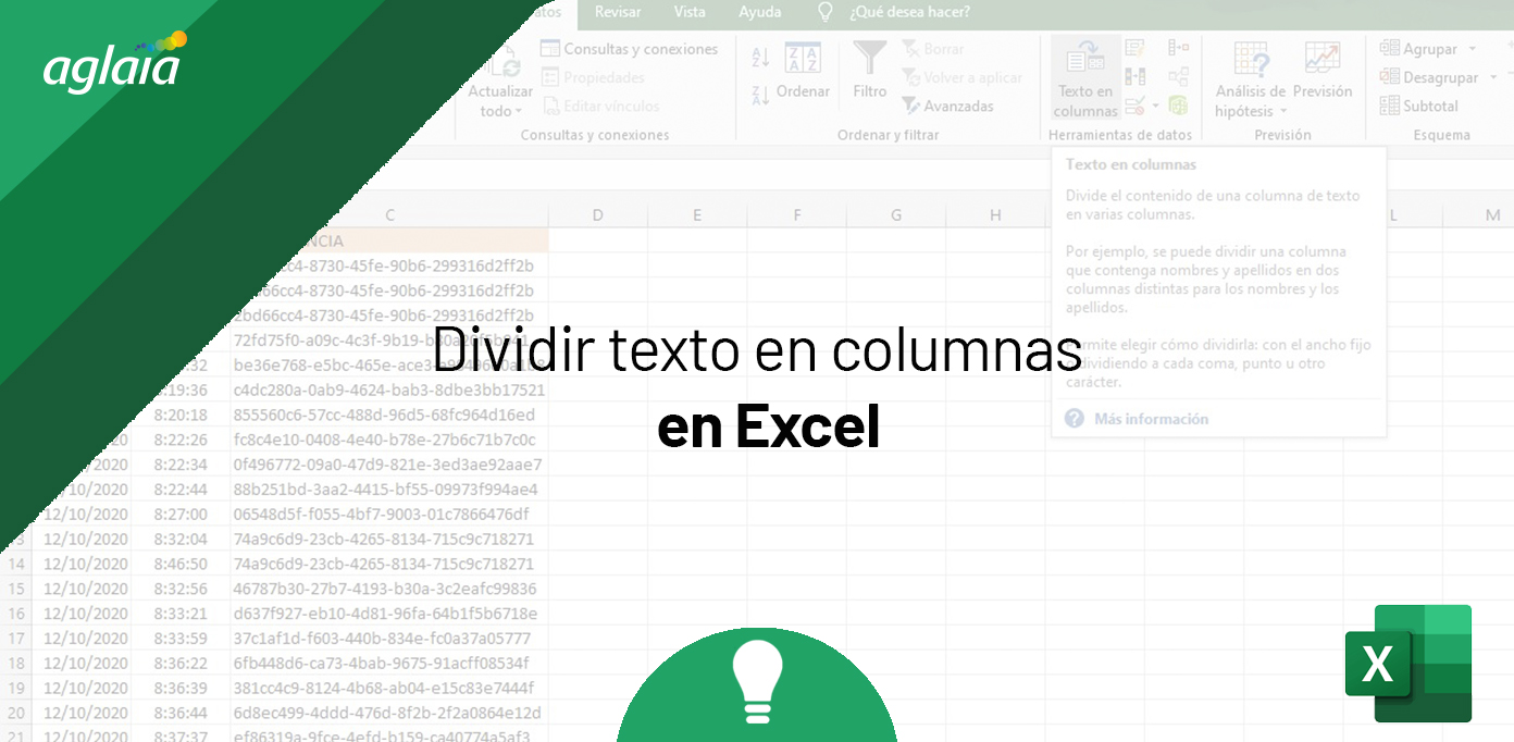Dividir texto en columnas en Excel