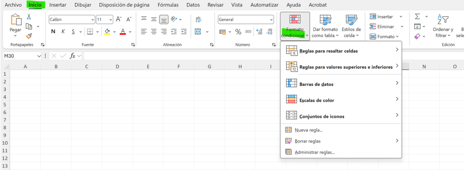 ¿Dónde se encuentra el formato condicional en Excel?