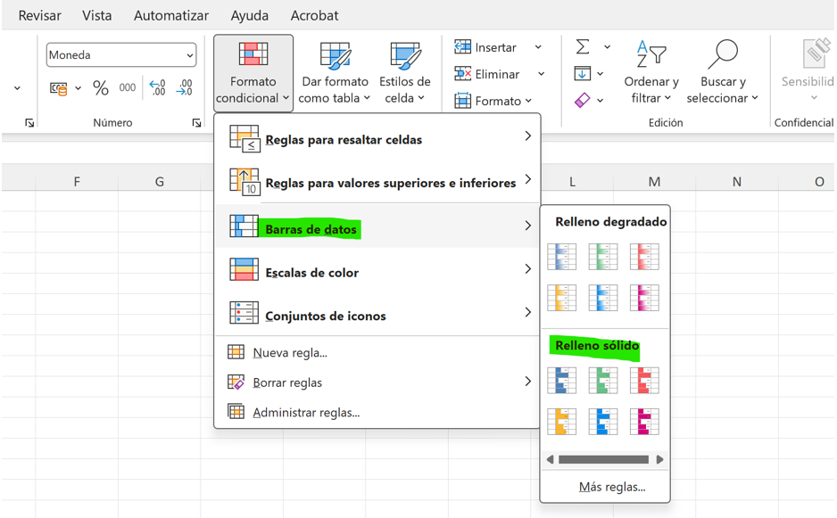 Ejemplo de barras de datos