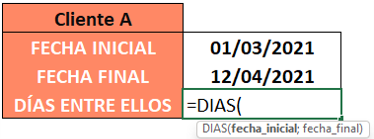 Aplicar la función DIAS