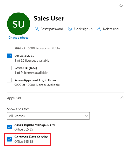 Licencia de Dataverse en Power Apps