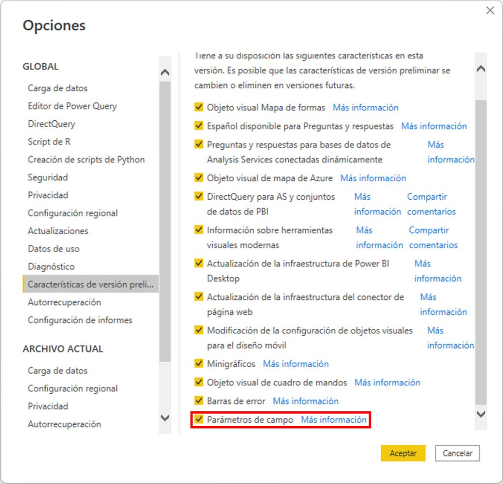 Parámetros de Campo en Power BI | Aglaia