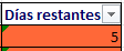Resultado de introducir la fórmula "FECHA" para calcular los días restantes hasta el vencimiento en Excel