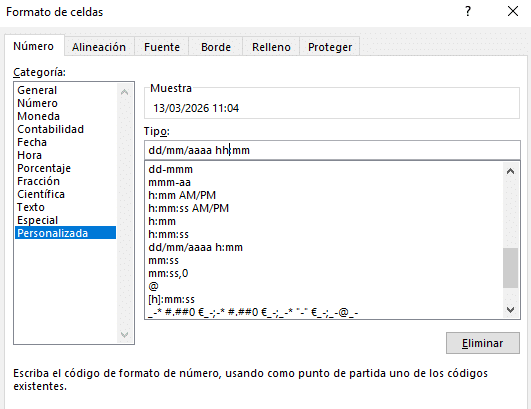 Personalización del formato de fecha 