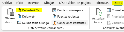 Cómo importar desde texto/CSV