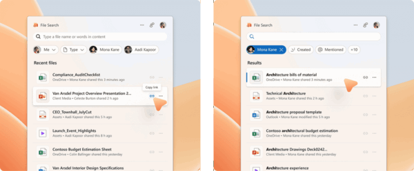 Funcionalidad de compartido seguro a través de Files y búsqueda por filtros.