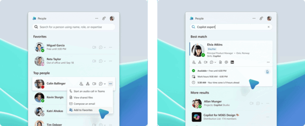 Funcionalidad de contacto directo a través de people y consulta contextual